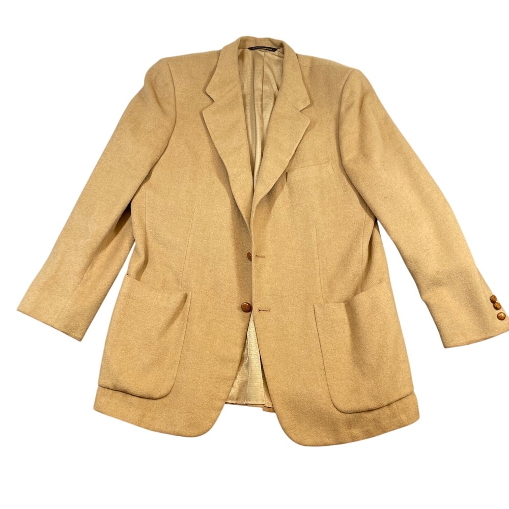 Vintage Halston Camel Hair Blazer Mens 42R Tan Sport Coat Classic Wool‎ Jacket